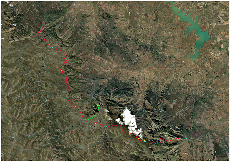 A satellite image showing the proposed route